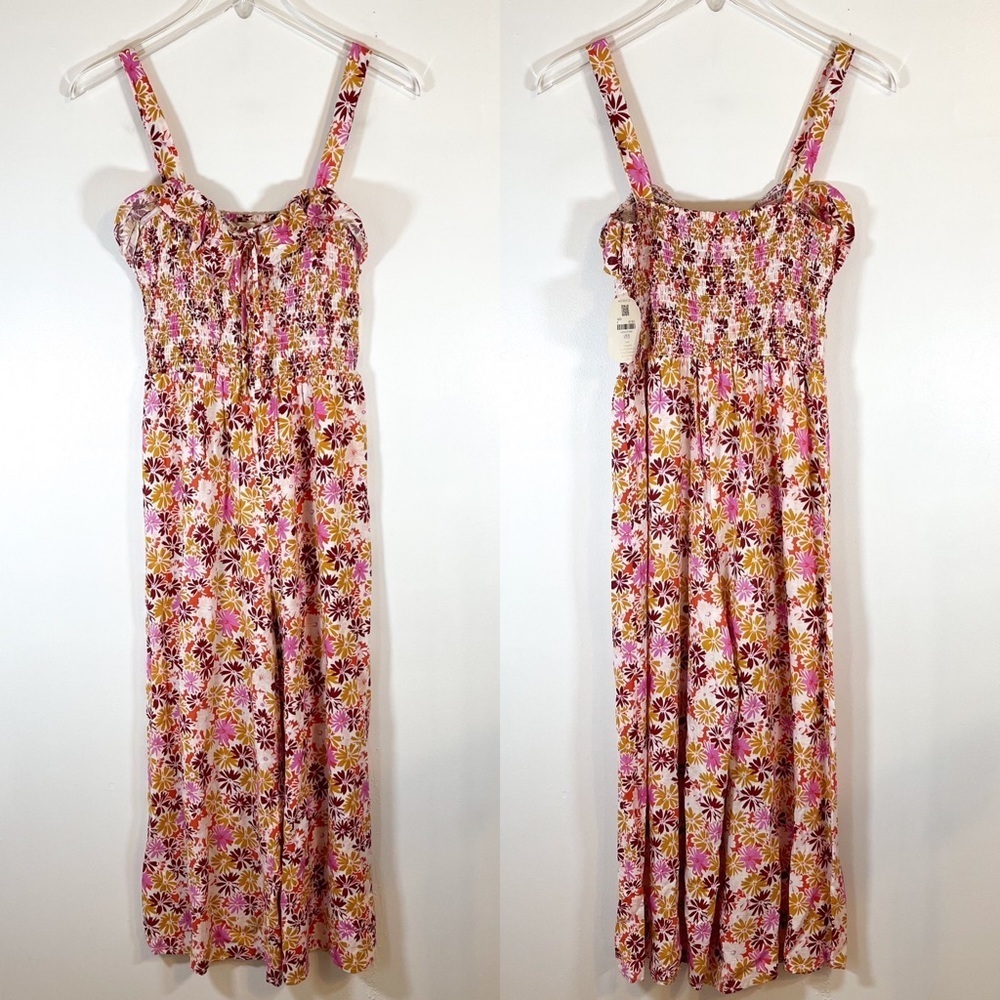 NWT Nordstrom Altar’d State Pink and Orange Floral Sleeveless Jumpsuit Size M